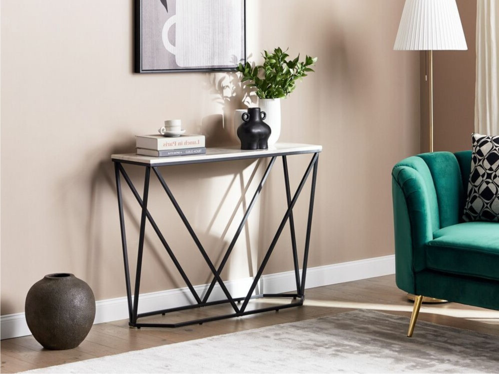 Konzolna miza Berwyn 615 (Črna + Beli marmor)