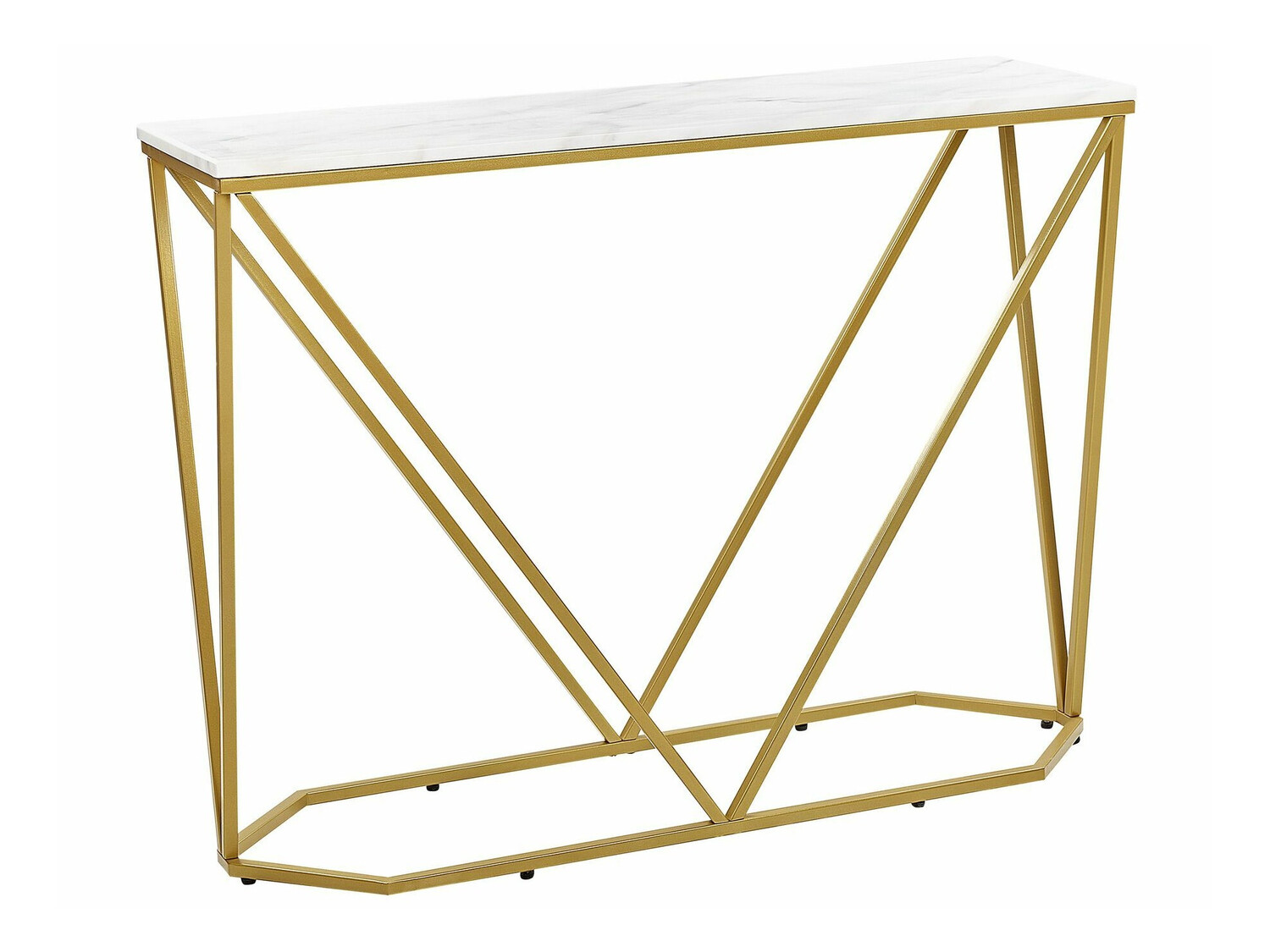 Konzolna miza Berwyn 615 (Zlata + Beli marmor)