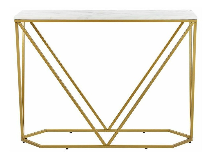 Konzolna miza Berwyn 615 (Zlata + Beli marmor)