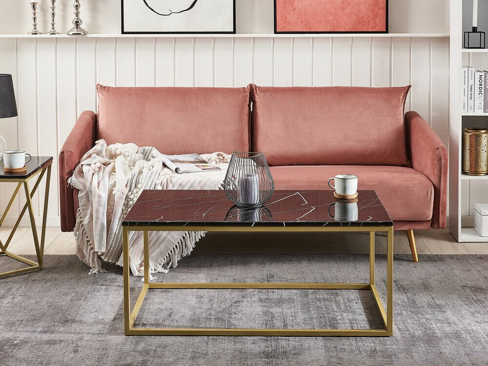 Klubska mizica Berwyn 638 (Zlata + Črni marmor)