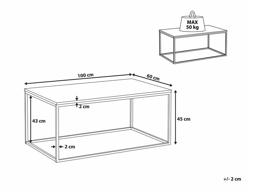 Klubska mizica Berwyn 638 (Zlata + Črni marmor)