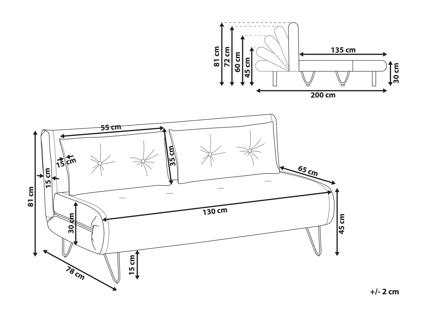 Raztegljiv kavč Berwyn 641 (Modra)
