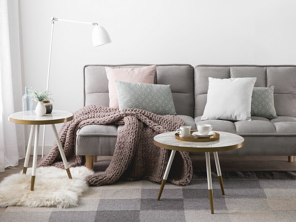 Stranska mizica Berwyn 643 (Zlata + Beli marmor)