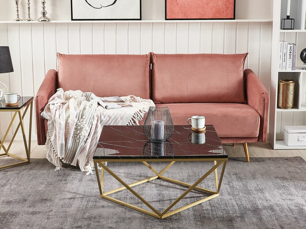 Klubska mizica Berwyn 644 (Zlata + Črni marmor)