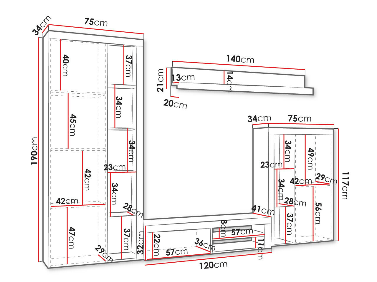 Komplet za dnevno sobo Tucson 103 (Bela)