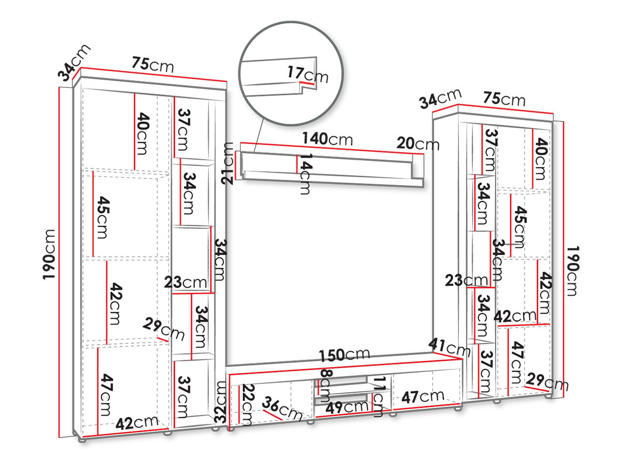 Komplet za dnevno sobo Tucson 107 (Bela)