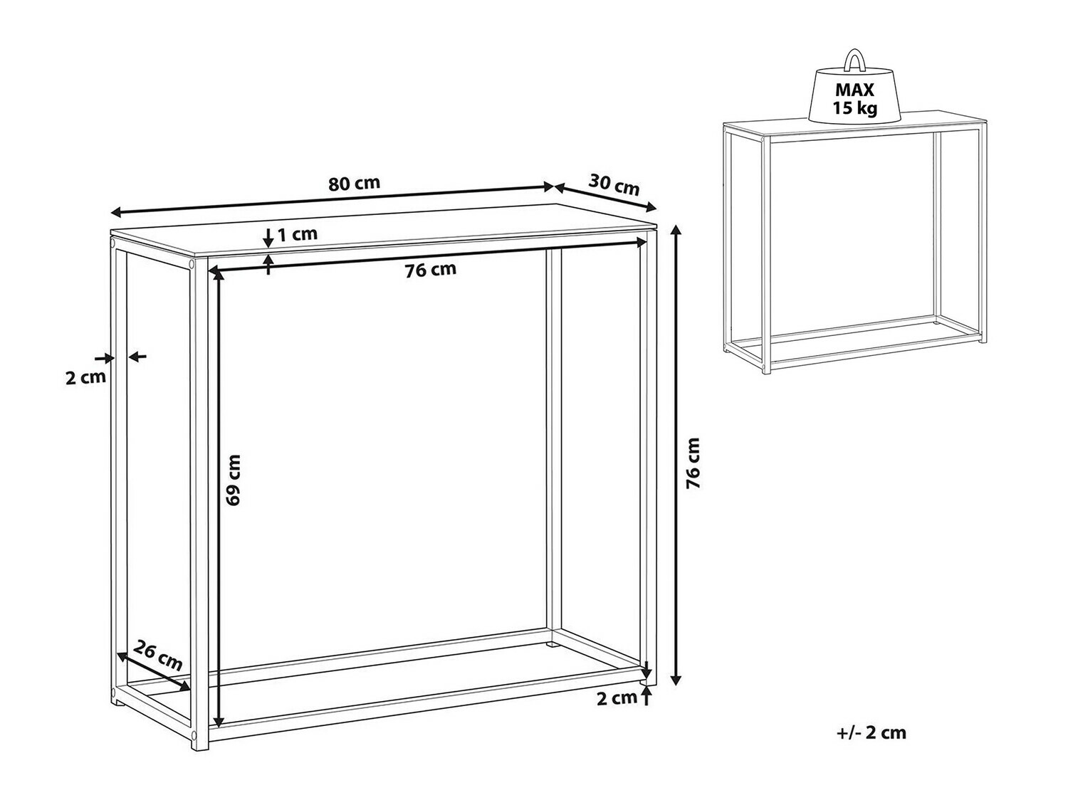 Konzolna miza Berwyn 650 (Črna + Temen les)