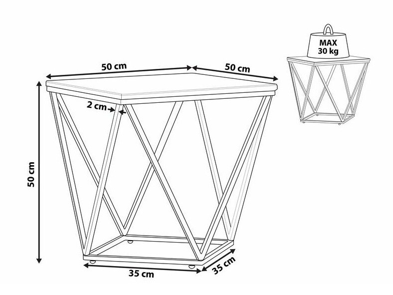 Stranska mizica Berwyn 651 (Črna + Rjavi marmor)