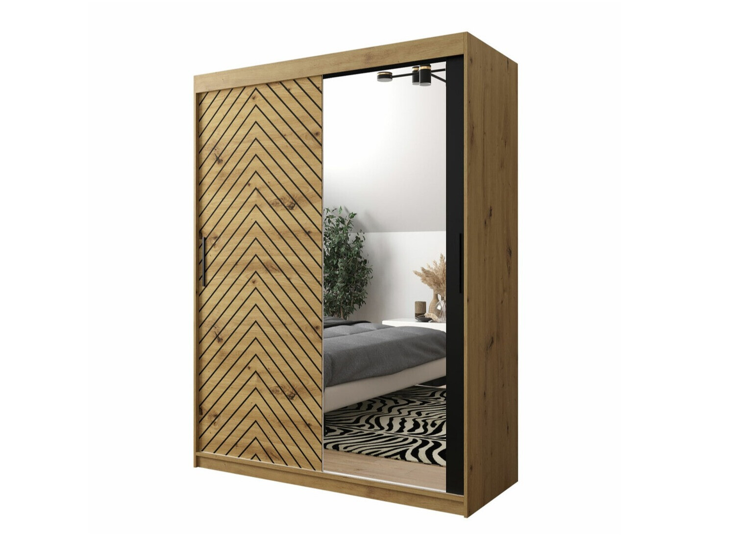 Garderobna omara Hartford 311 (Artisan hrast + Črna)