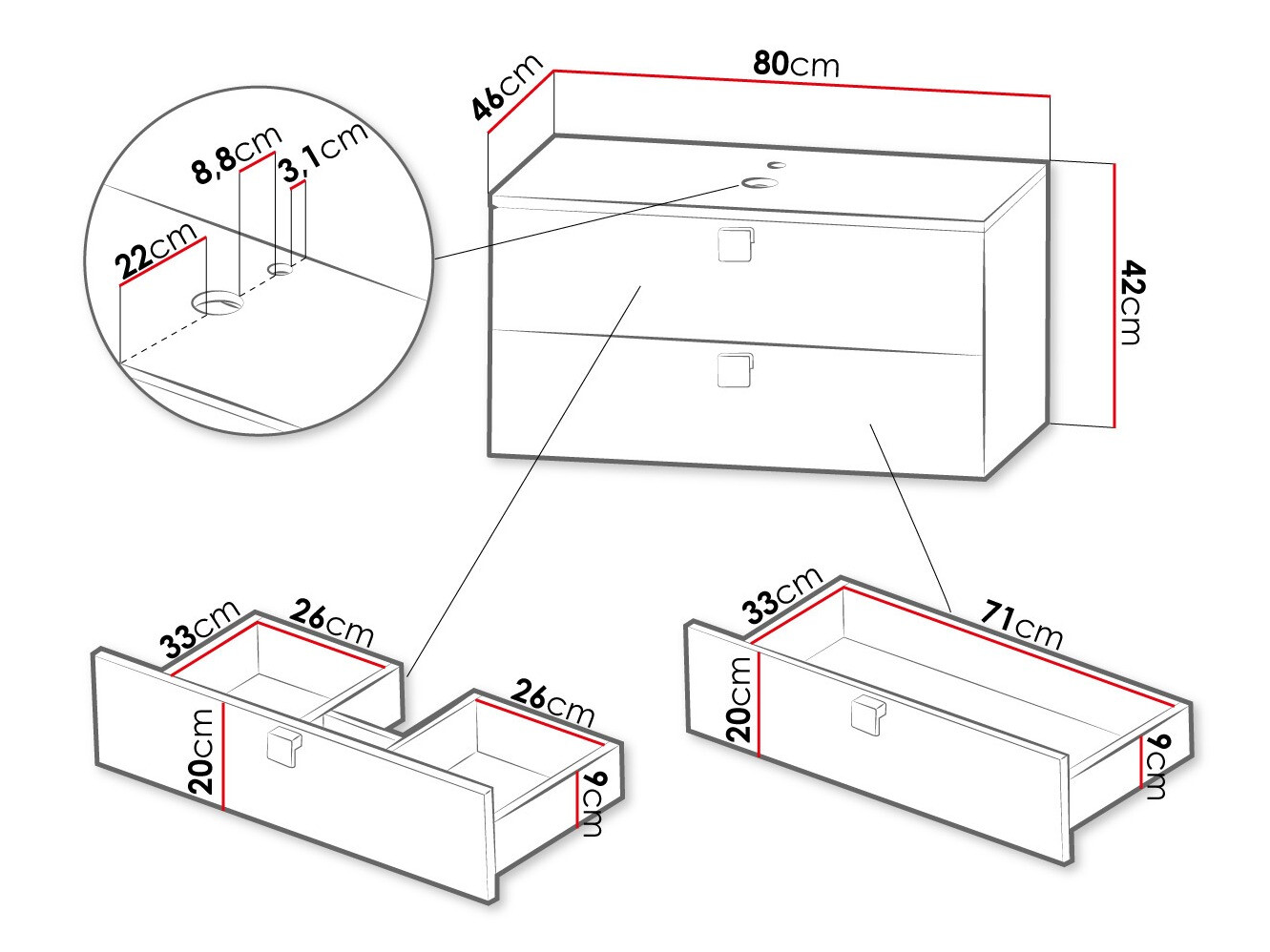 Viseča kopalniška omarica za umivalnik Orlvera 102 (Bela)