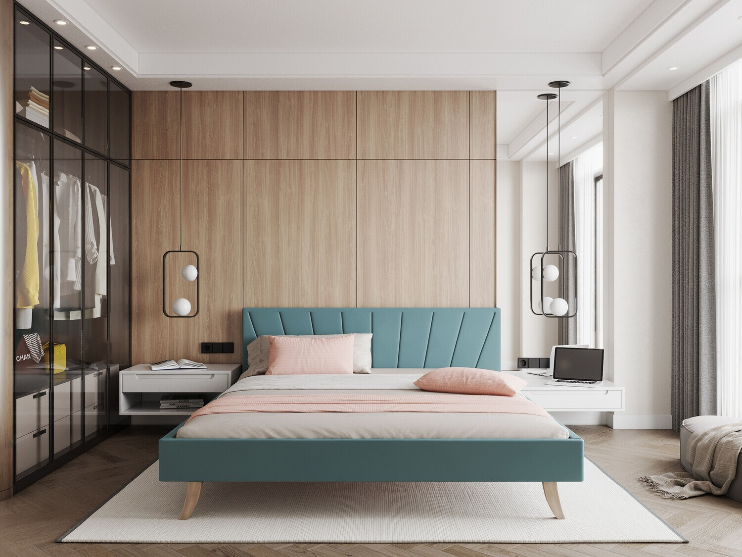 Postelja Fairfield 108 (Temno turkizna)