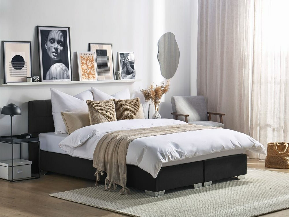 Boxspring postelja Berwyn 718 (Črna)