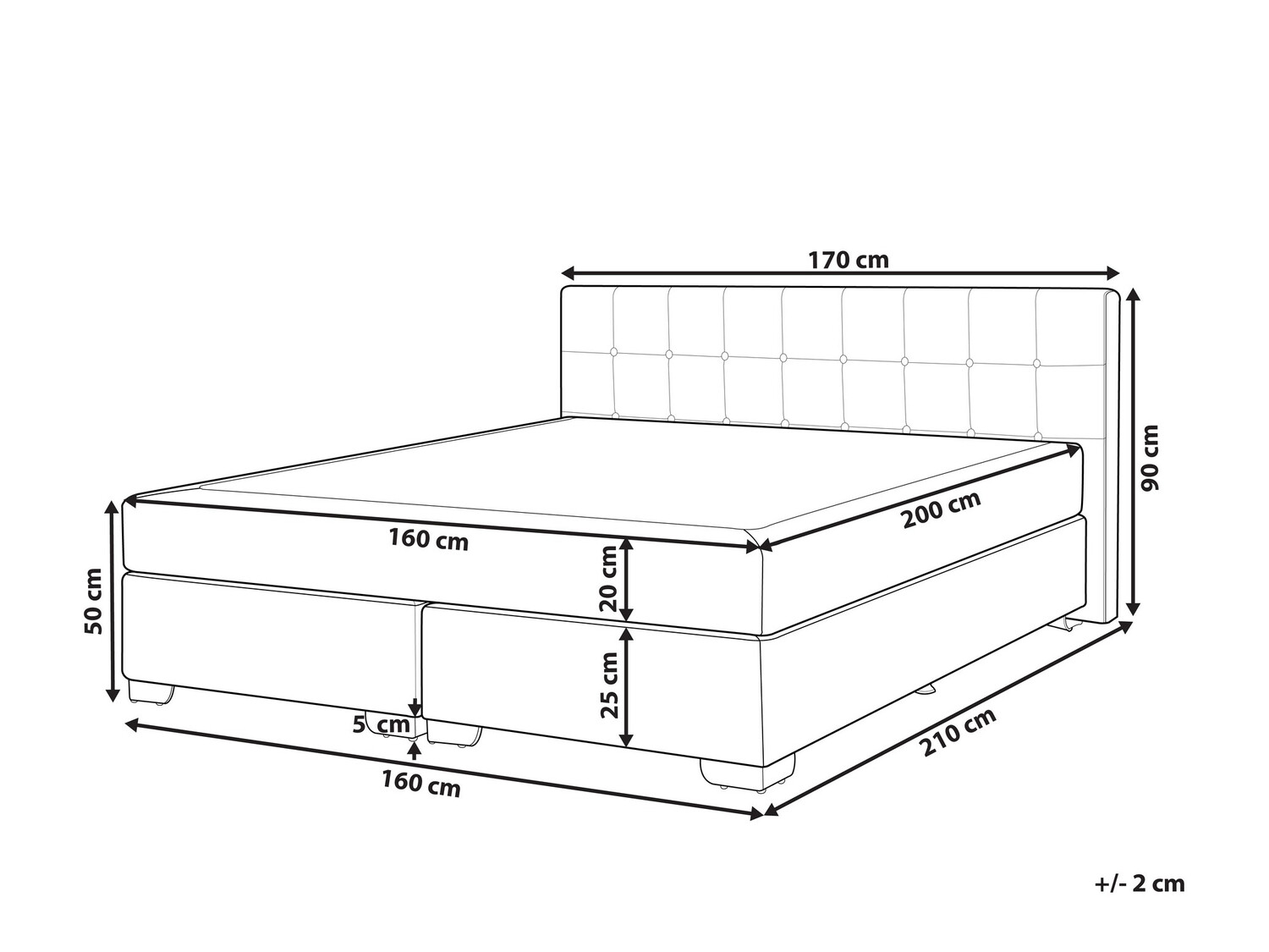 Boxspring postelja Berwyn 718 (Črna)