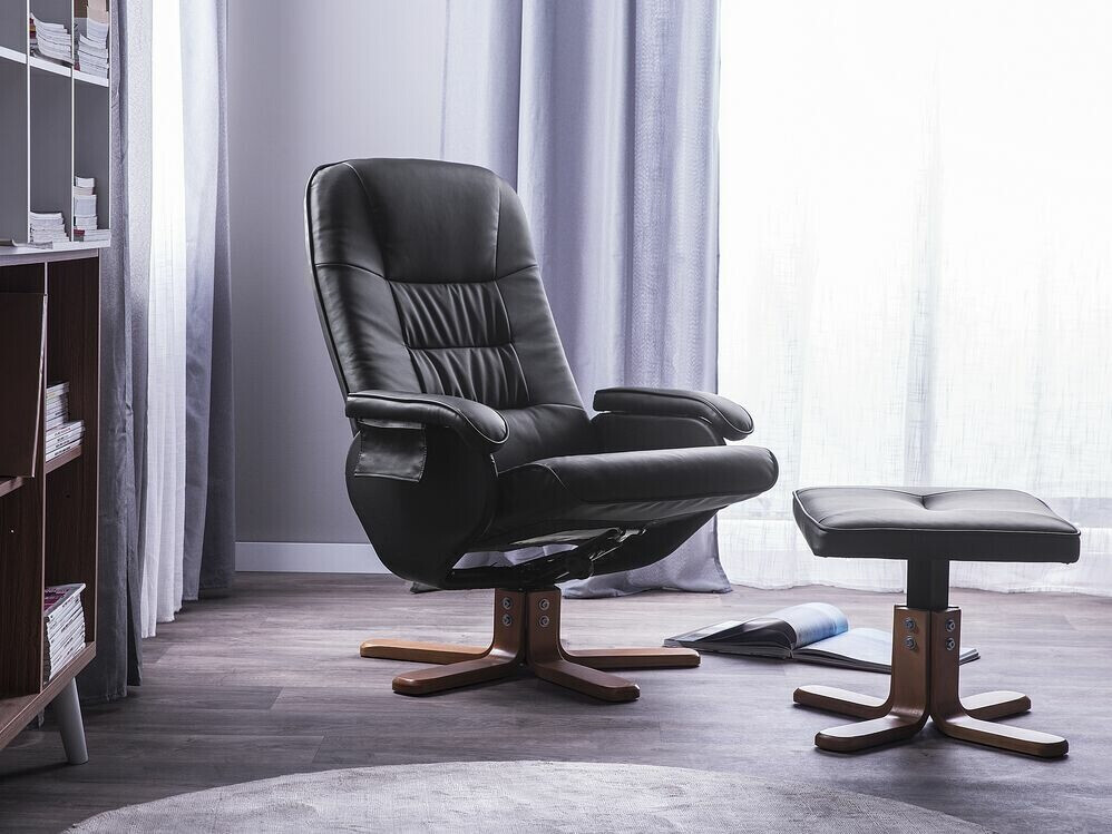 Fotelj s počivalnikom Berwyn 711 (Črna)