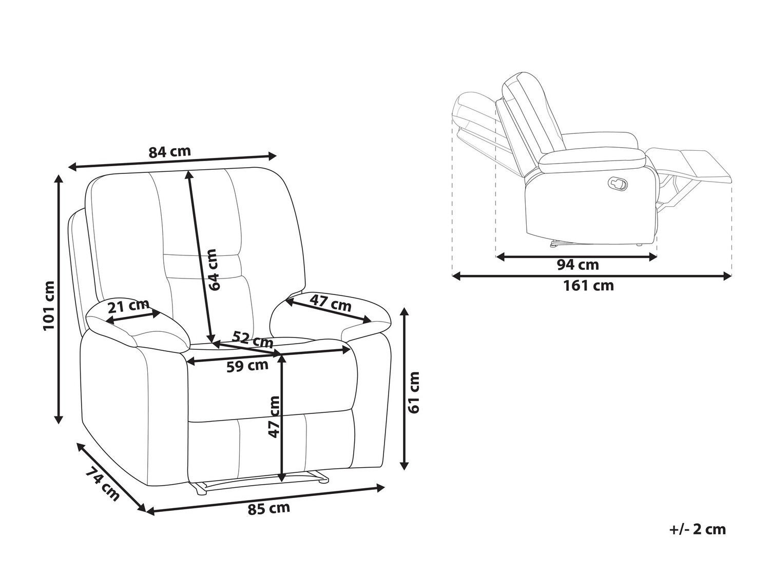 Fotelj s počivalnikom Tivlira 100 (Bela)
