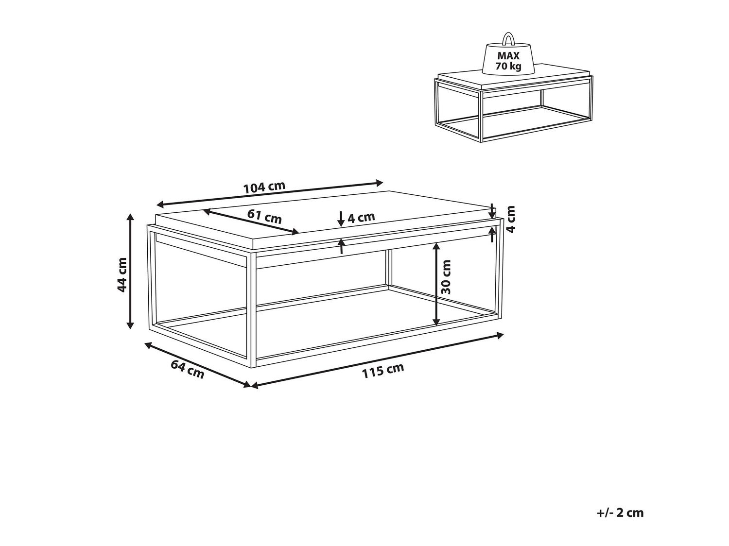 Klubska mizica Berwyn 704 (Črna + Siva)