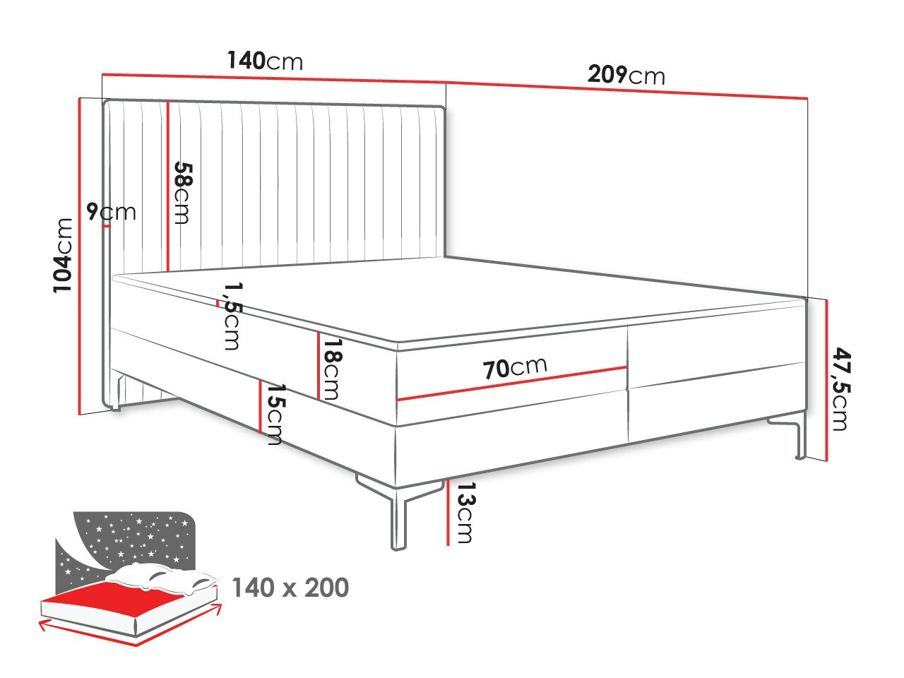 Boxspring postelja Stamford 109 (Manila 02)