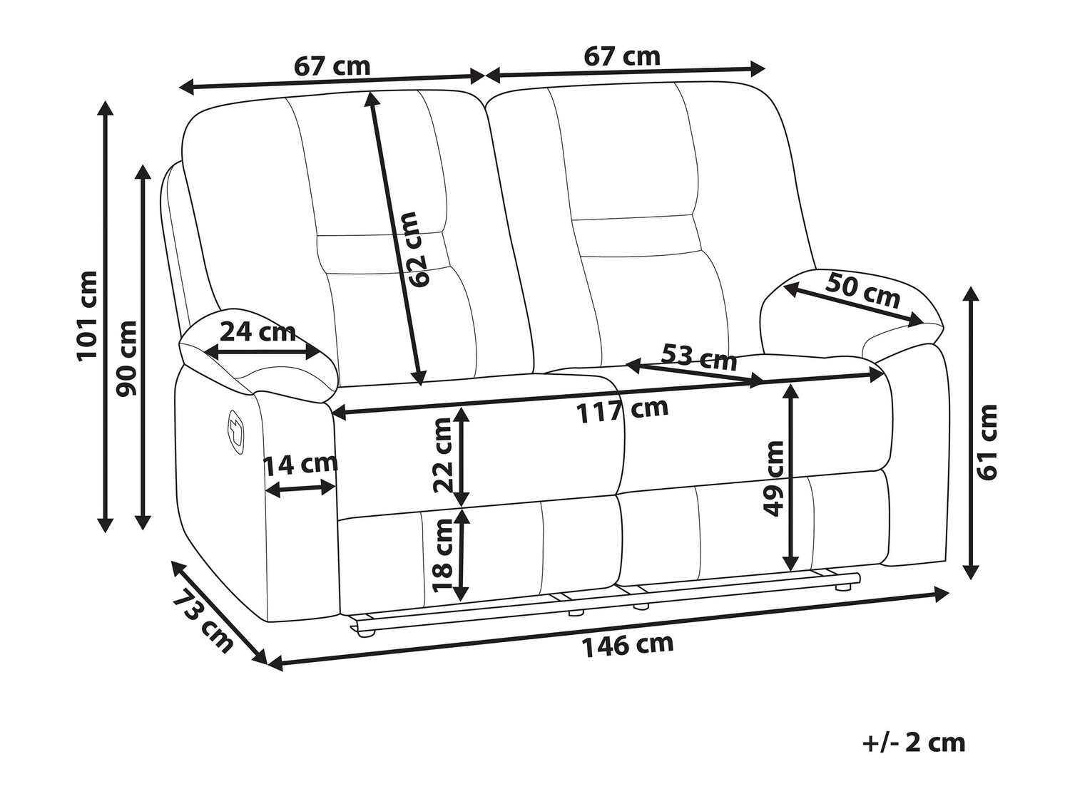 Kavč s počivalnikom Tivlira 101 (Črna)