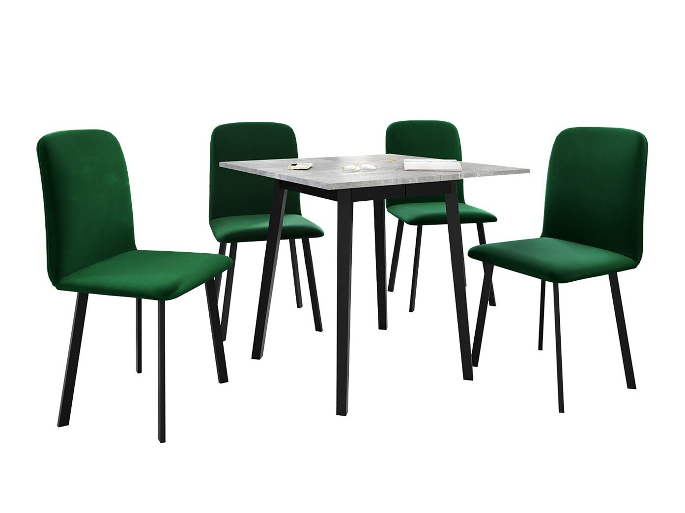 Jedilniški komplet Edmond 116 (Sivi marmor + Črna)