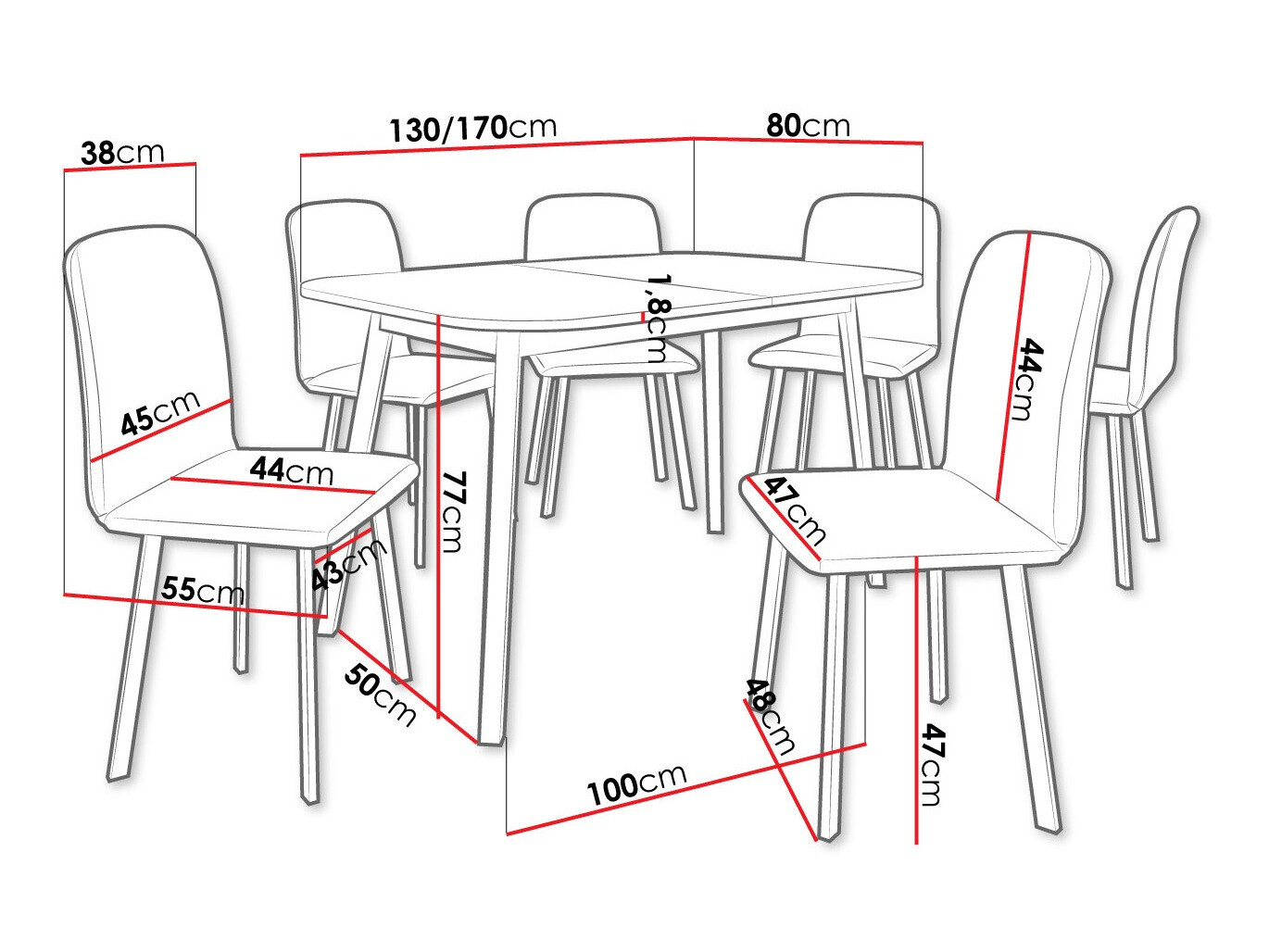 Jedilniški komplet Edmond 117 (Craft zlati hrast + Črna)