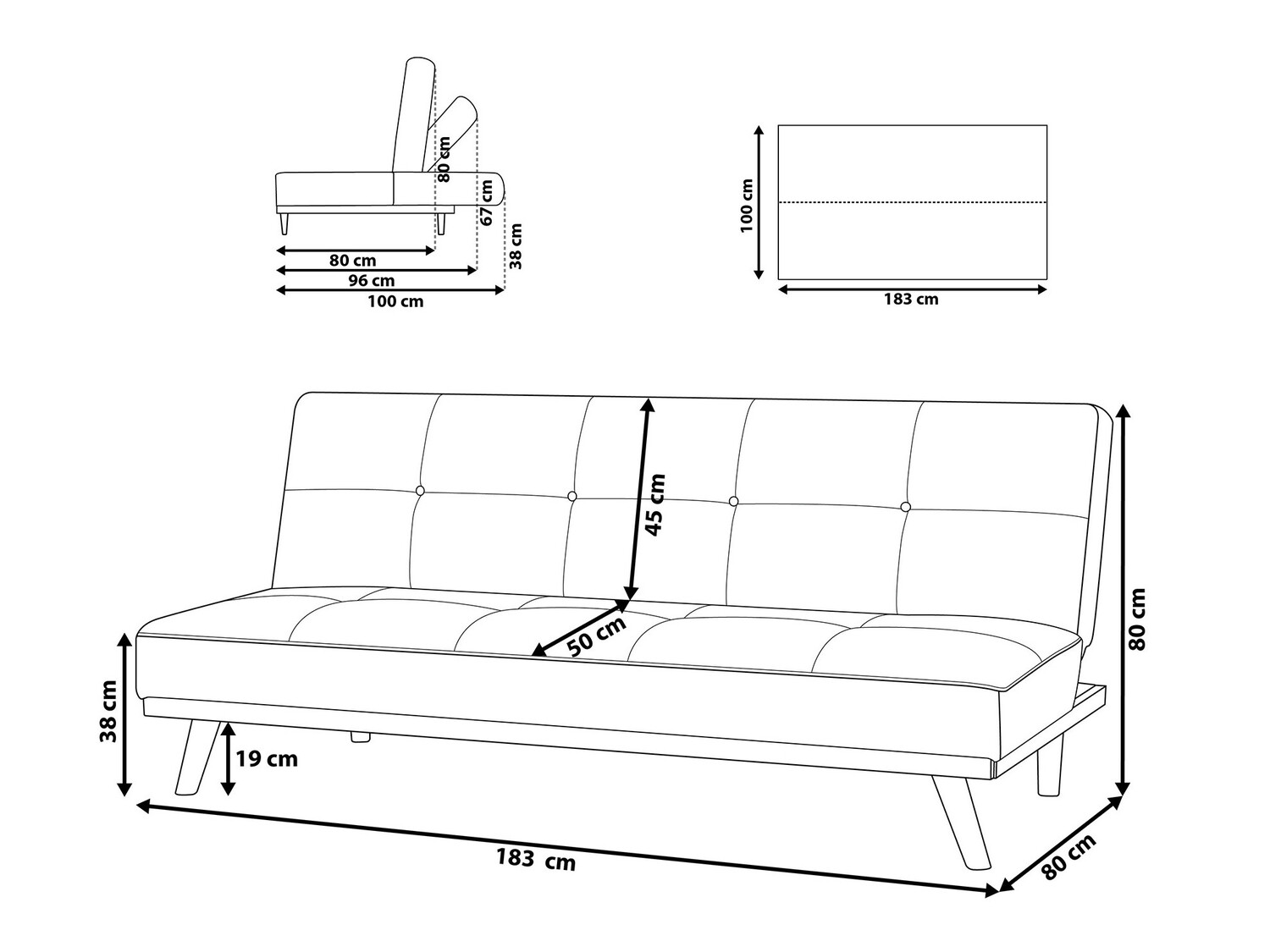Raztegljiv kavč Berwyn 747 (Siva)