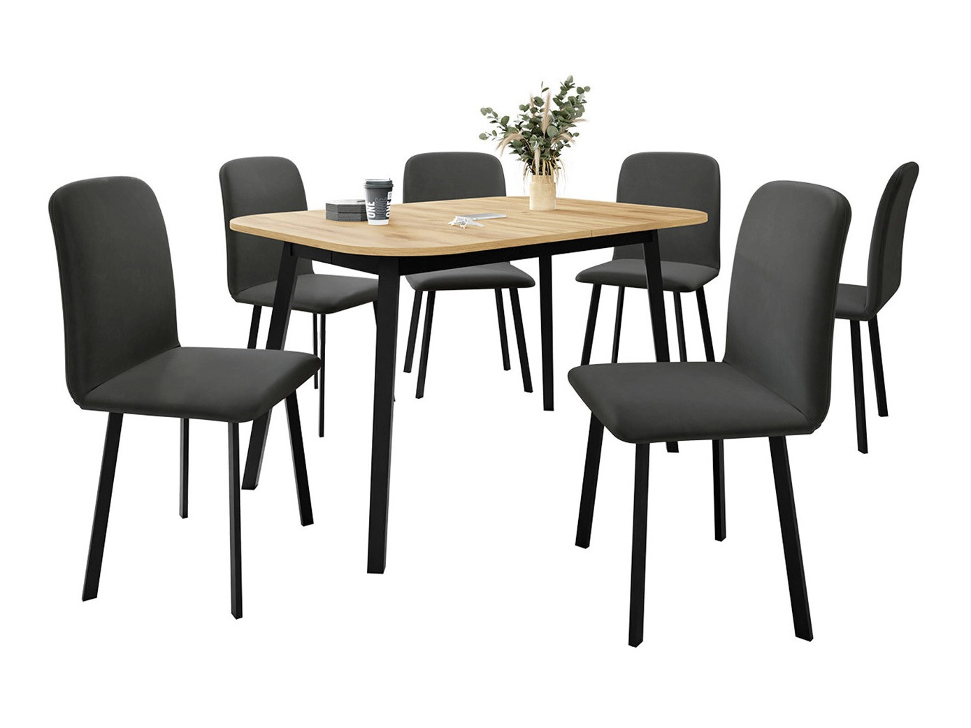 Jedilniški komplet Edmond 117 (Craft zlati hrast + Črna)