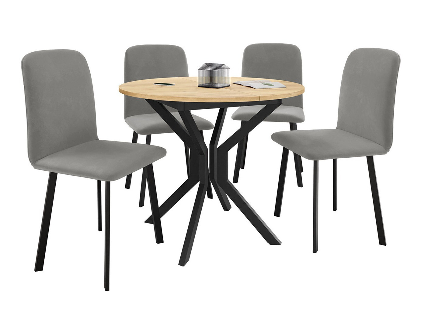 Jedilniški komplet Edmond 118 (Craft zlati hrast + Črna)