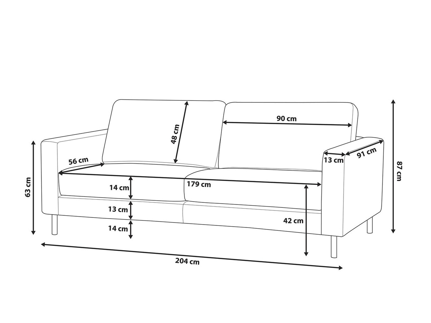 Kavč Berwyn 764 (Črna)