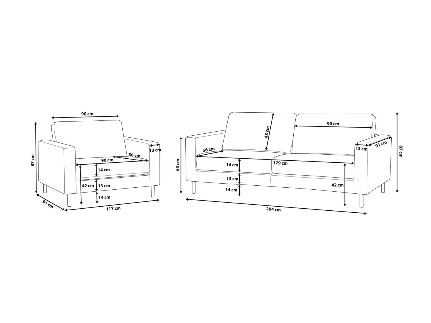 Komplet oblazinjenega pohištva Berwyn 768 (Črna)
