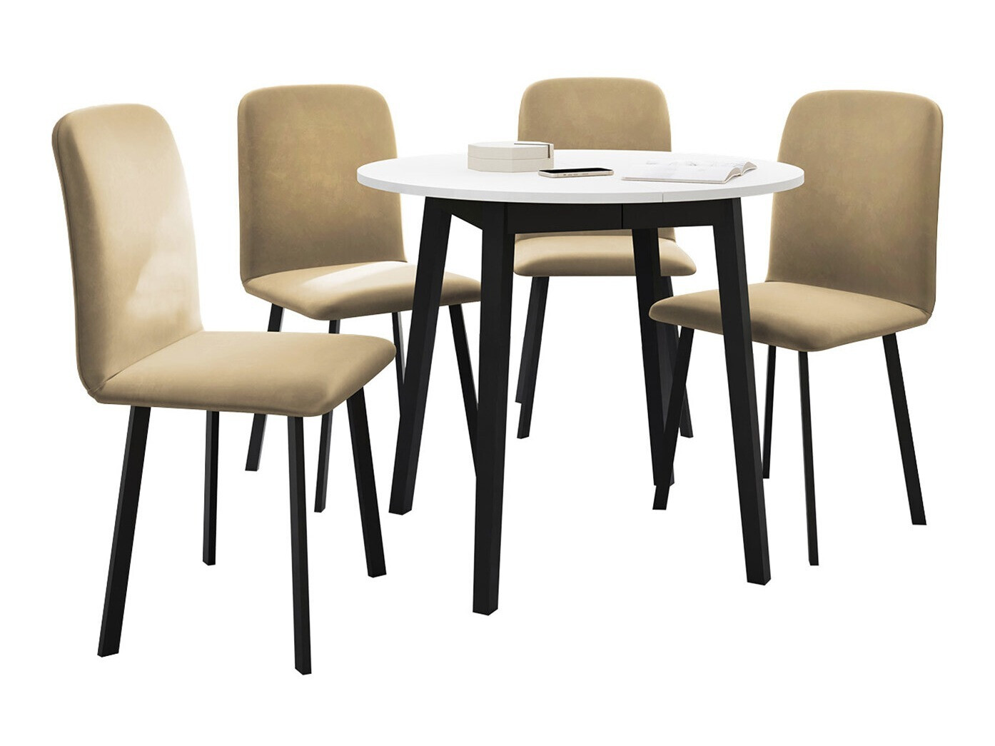 Jedilniški komplet Edmond 119 (Bela + Črna)