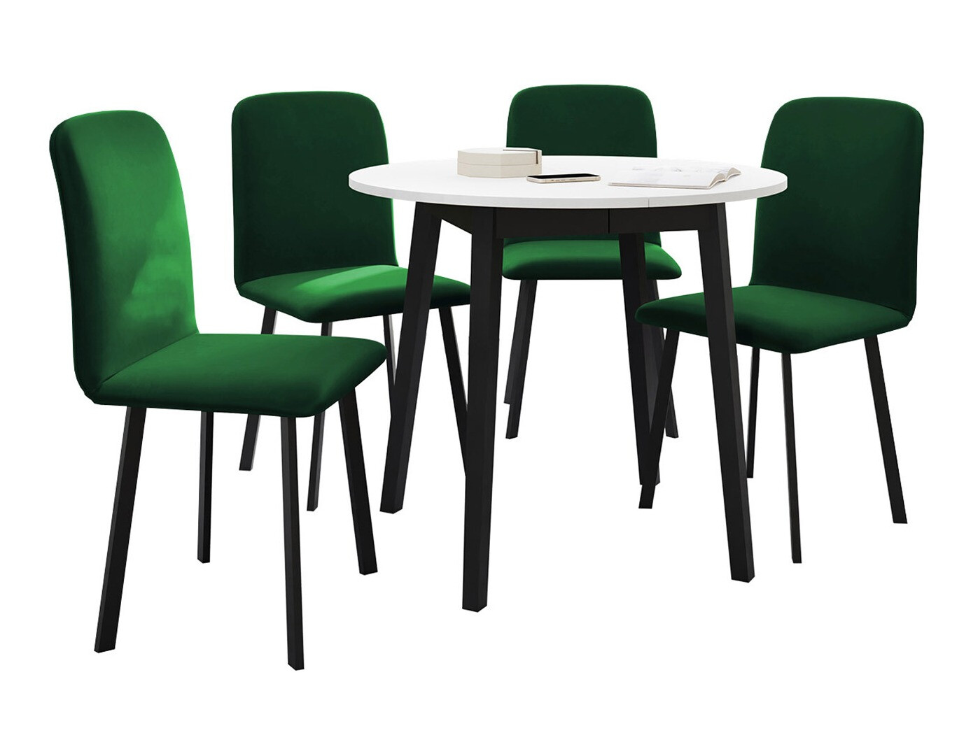 Jedilniški komplet Edmond 119 (Bela + Črna)