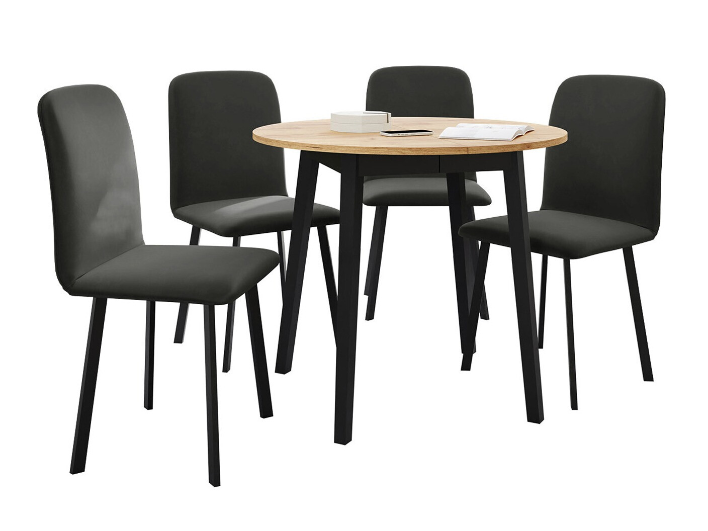 Jedilniški komplet Edmond 119 (Craft zlati hrast + Črna)