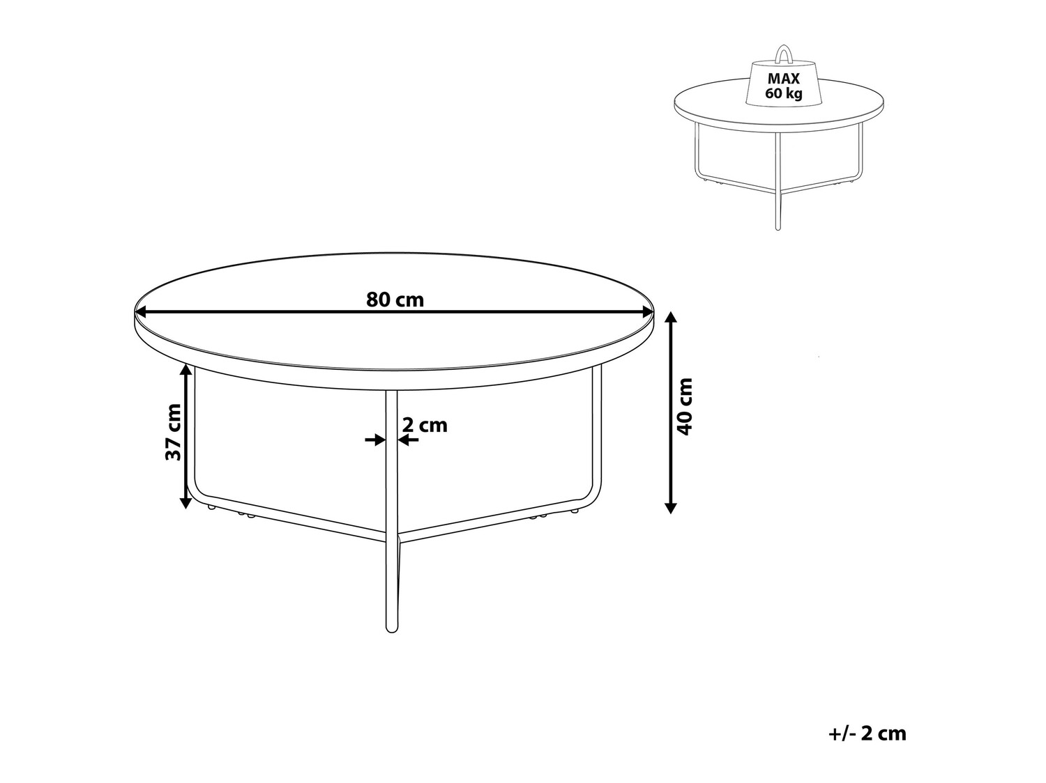 Klubska mizica Berwyn 784 (Svetel les + Črna)