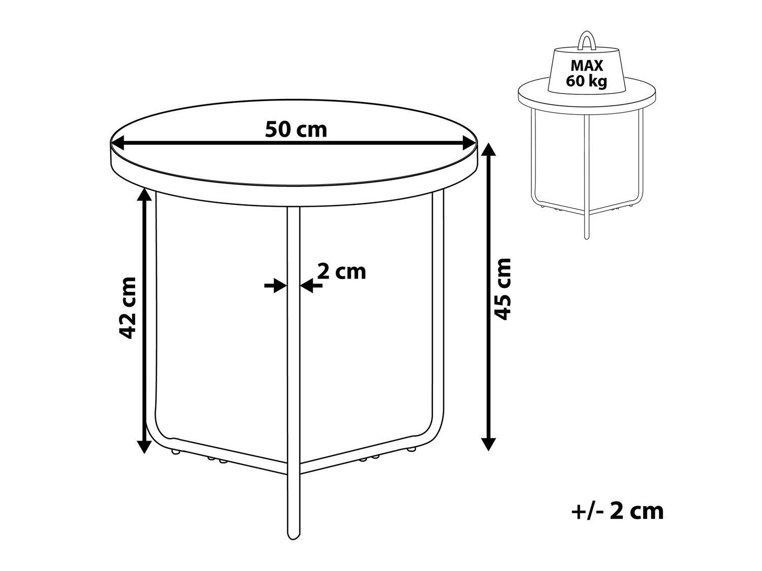 Stranska mizica Berwyn 780 (Siva + Črna)