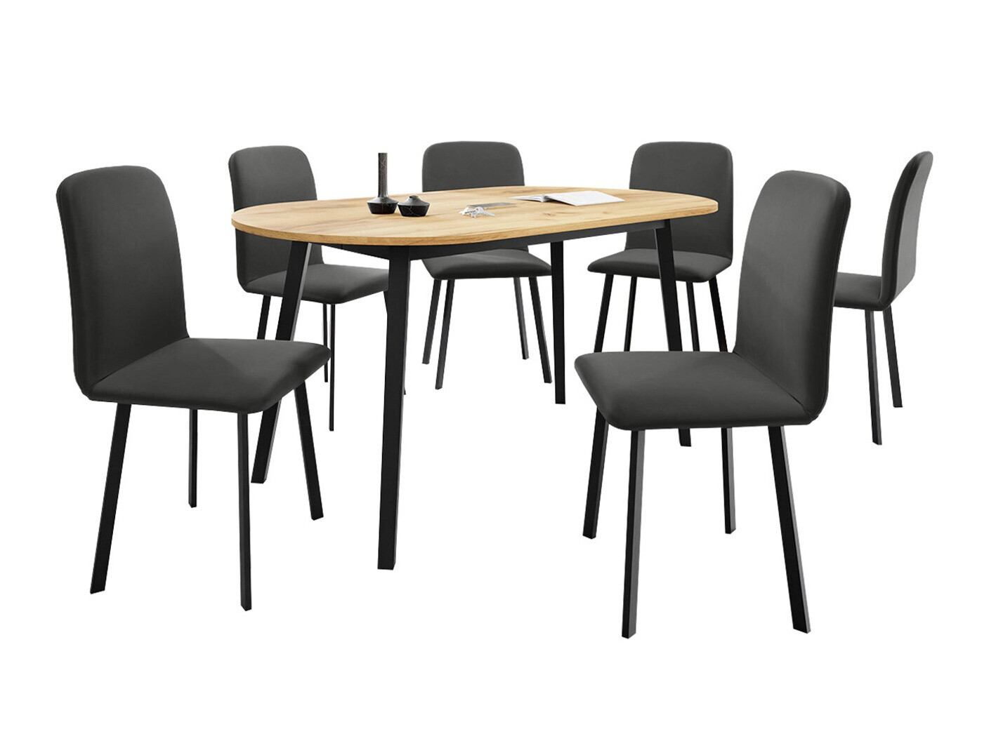 Jedilniški komplet Edmond 121 (Craft zlati hrast + Črna)