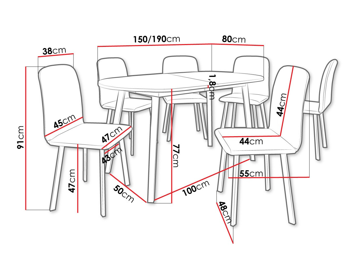 Jedilniški komplet Edmond 121 (Craft zlati hrast + Črna)