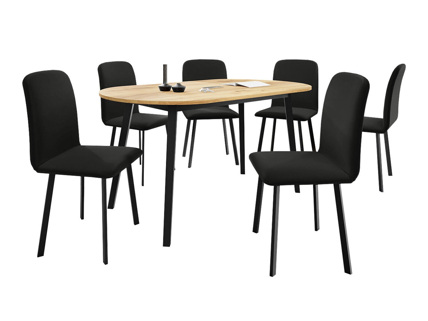 Jedilniški komplet Edmond 121 (Craft zlati hrast + Črna)