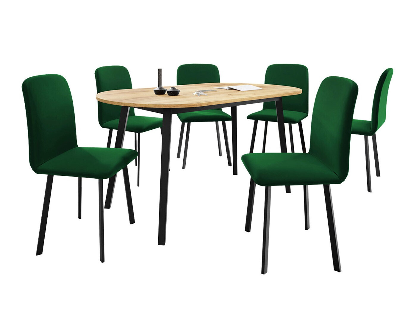 Jedilniški komplet Edmond 121 (Craft zlati hrast + Črna)