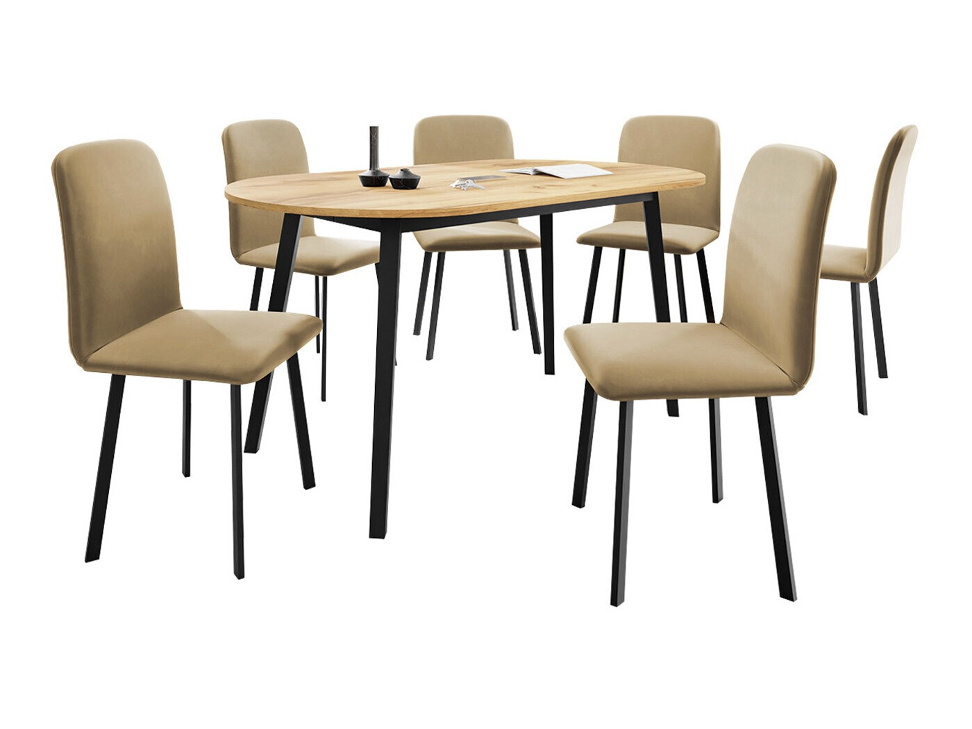 Jedilniški komplet Edmond 121 (Craft zlati hrast + Črna)