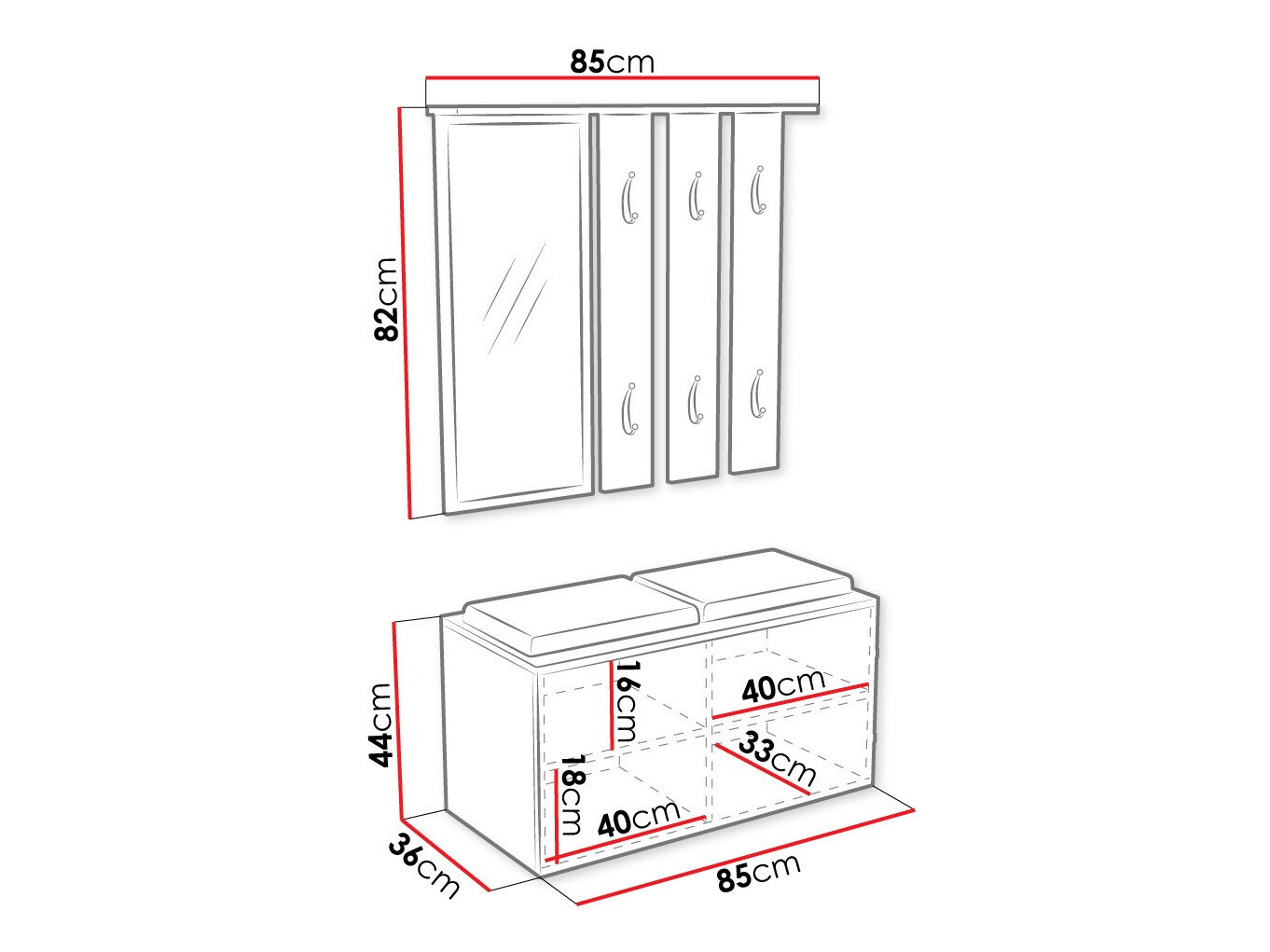 Komplet za predsobo Mandeville 103 (Bela)