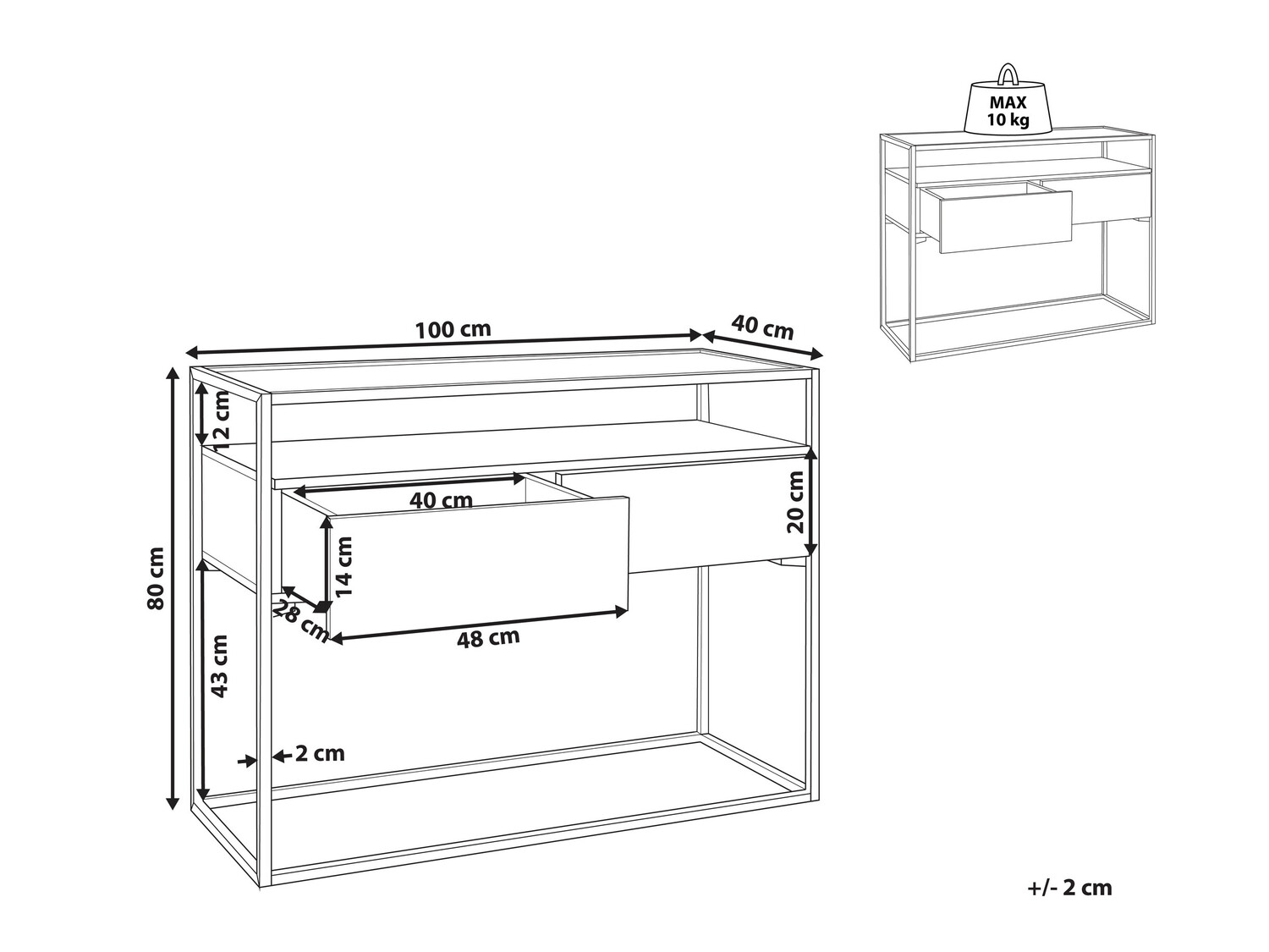 Konzolna miza Berwyn 800