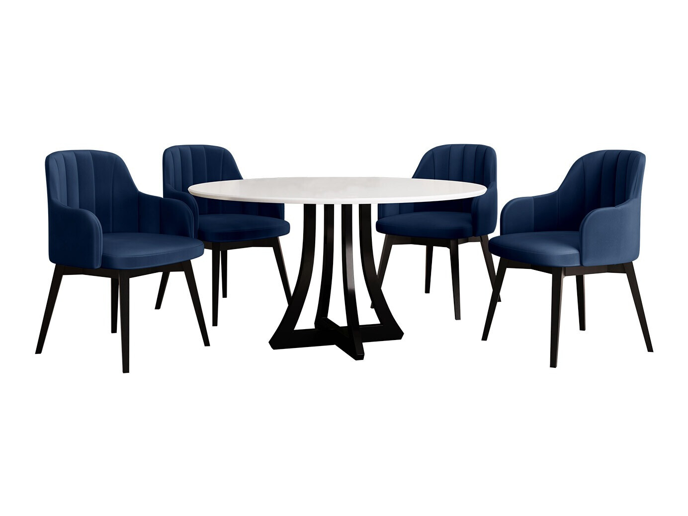 Jedilniški komplet Racine 137 (Sijaj bela + Sijaj črna)