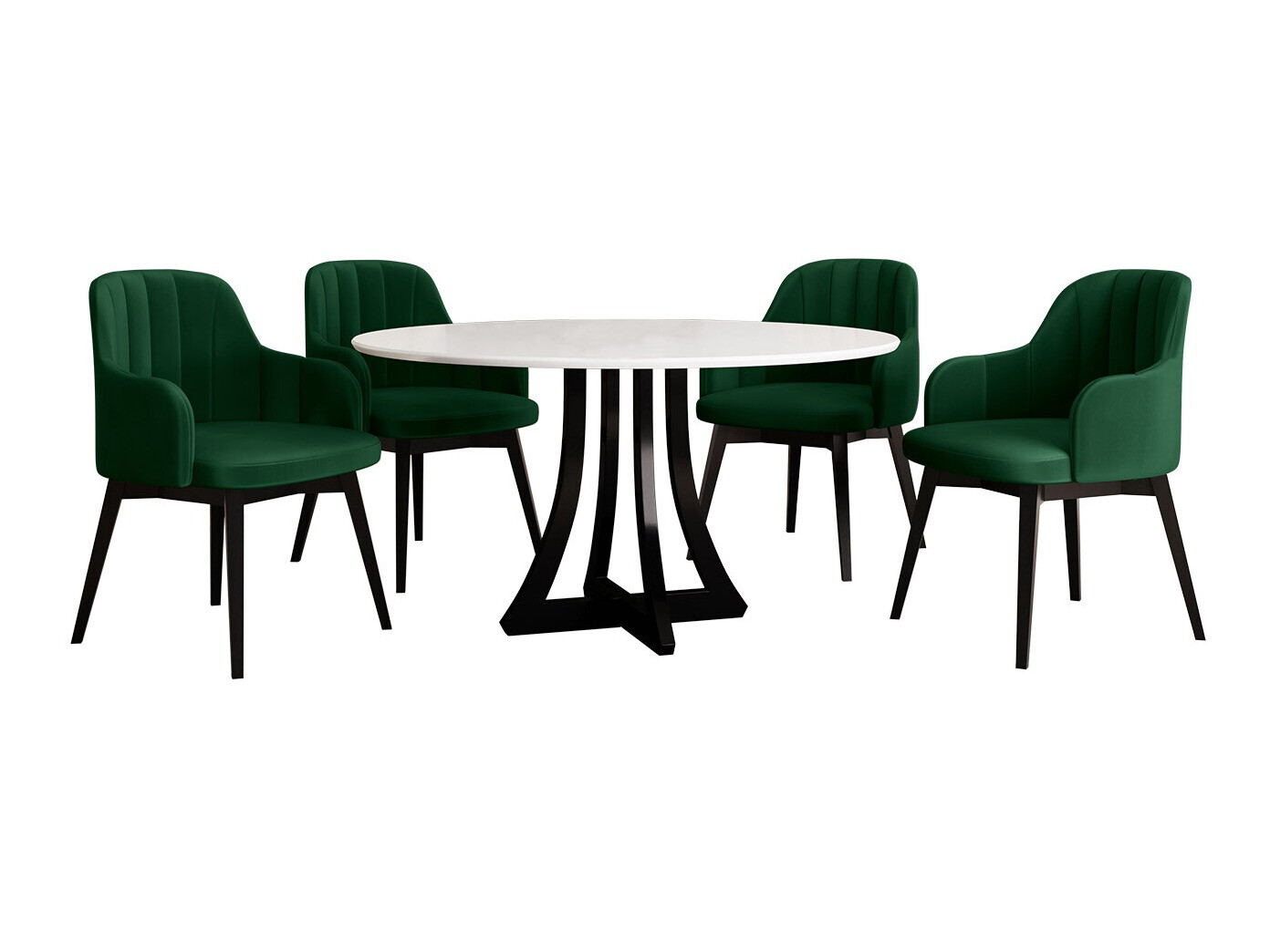 Jedilniški komplet Racine 137 (Sijaj bela + Sijaj črna)