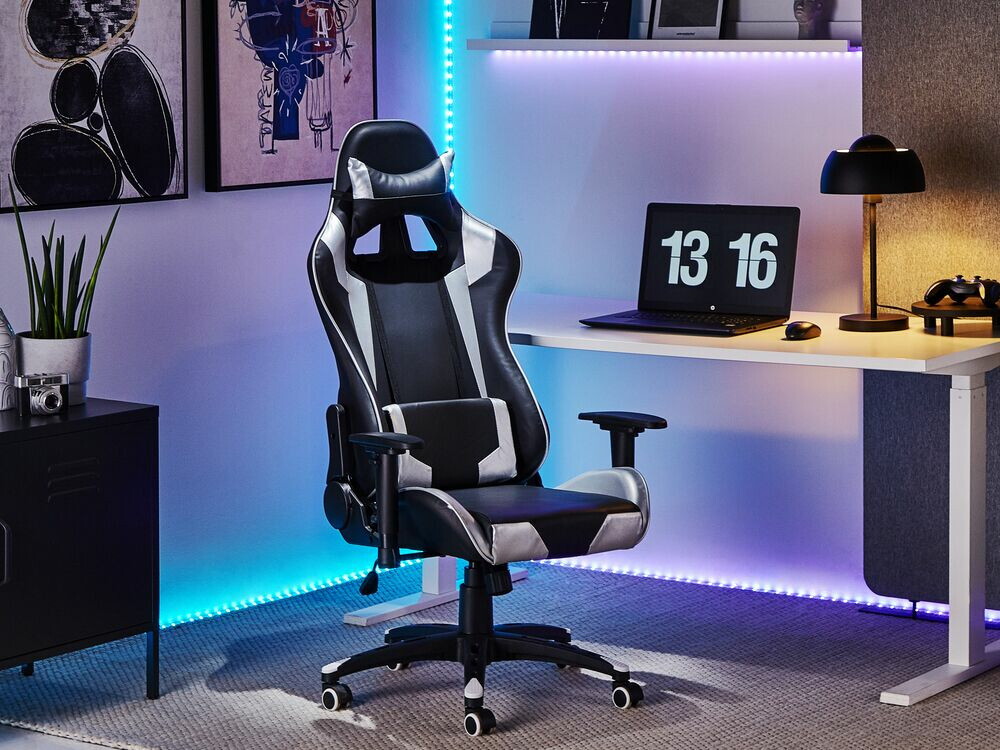 Gaming stol Berwyn 820 (Črna + Srebrna)