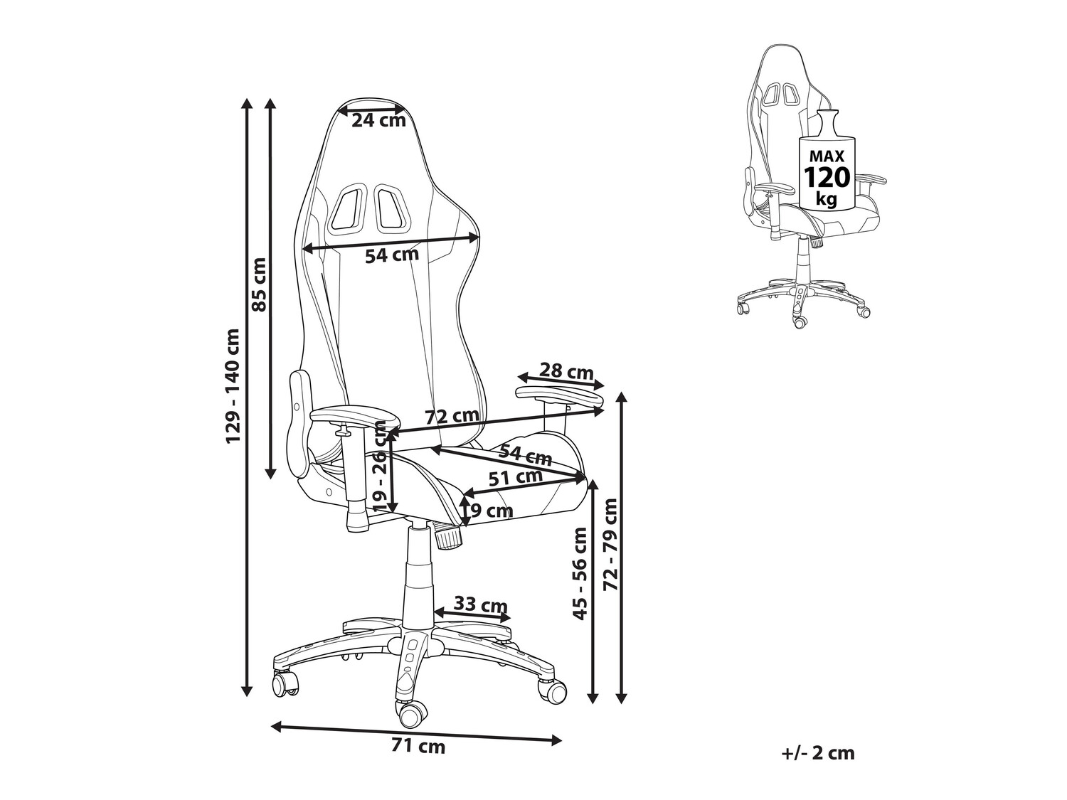 Gaming stol Berwyn 820 (Črna + Srebrna)