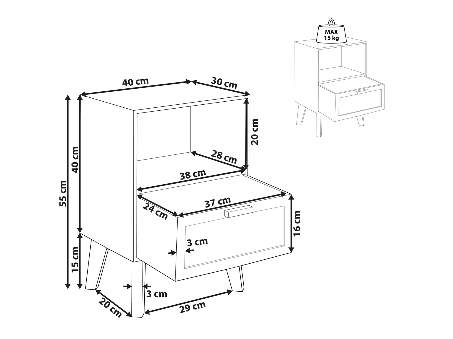 Nočna omarica Berwyn 816