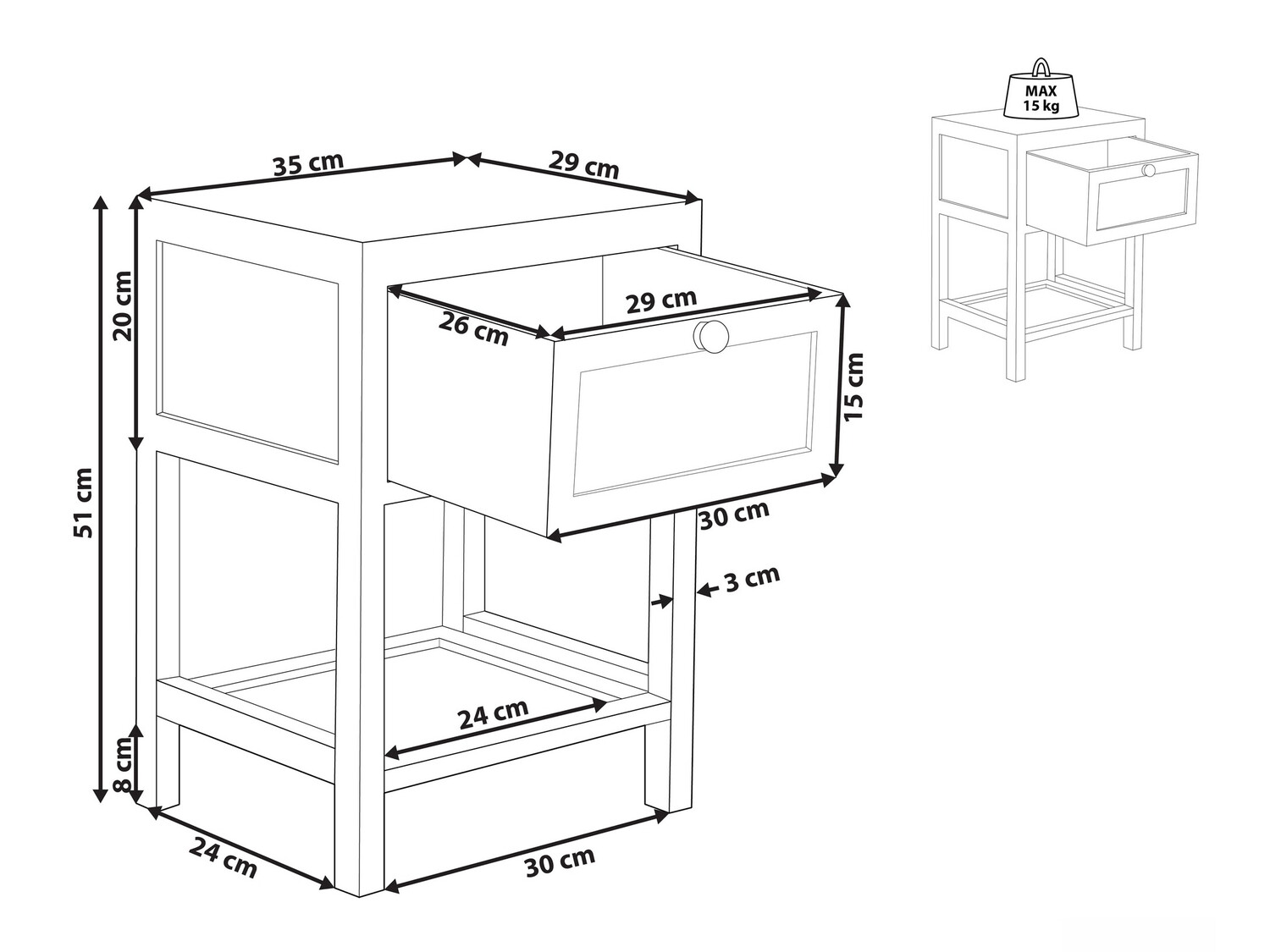 Nočna omarica Berwyn 822