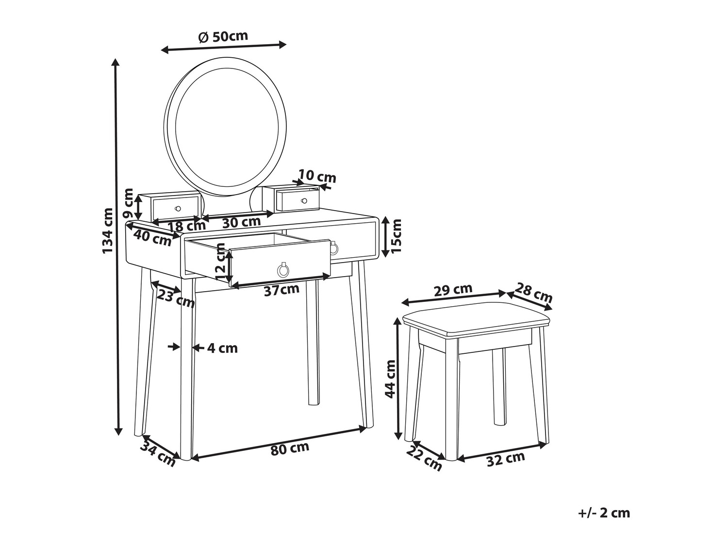 Toaletna mizica Berwyn 830 (Zelena + Zlata)