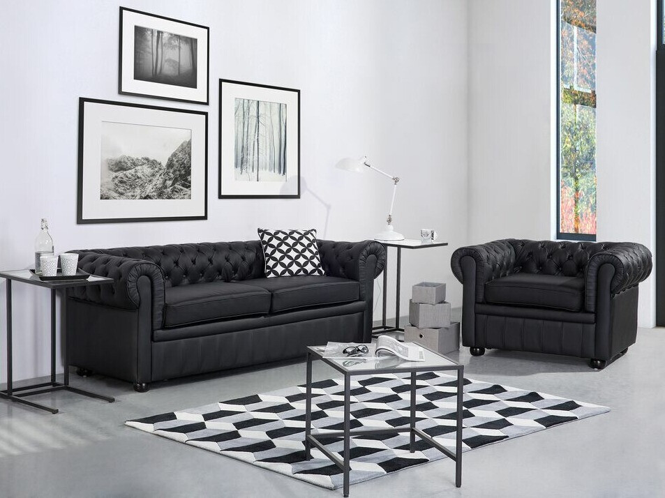 Kavč chesterfield Berwyn 832 (Črna)
