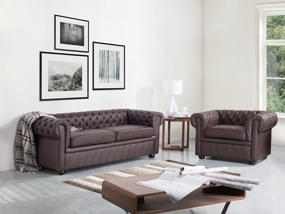 Kavč chesterfield Berwyn 832 (Temno rjava)